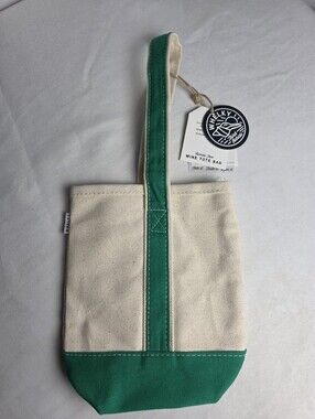 Whelky NWT Canvas Wine Bottle Tote Kelly Green Trim